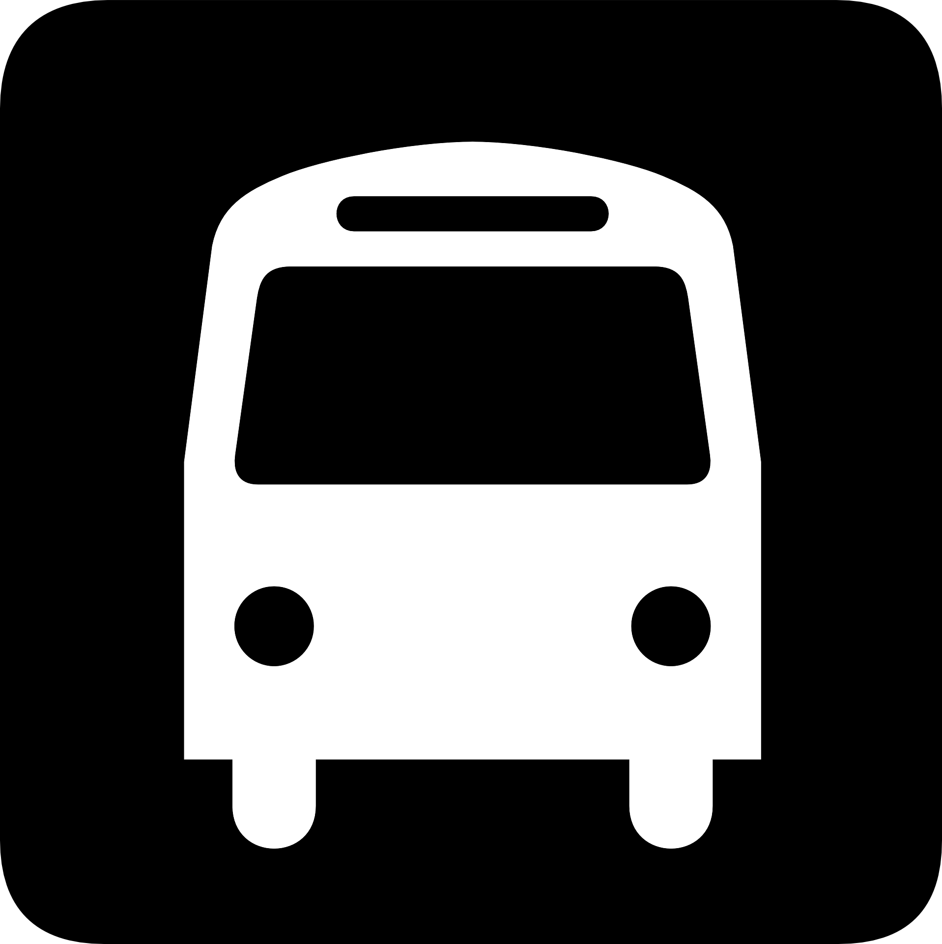 Bus logo with white bus silhouette on a black background